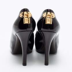 مملوكة مسبقًا حذاء كعب عالي لوي فيتون او ريالي! جلد لامع أسود مقاس 38