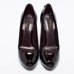 مملوكة مسبقًا حذاء كعب عالي لوي فيتون او ريالي! جلد لامع أسود مقاس 38