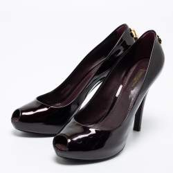 مملوكة مسبقًا حذاء كعب عالي لوي فيتون او ريالي! جلد لامع أسود مقاس 38