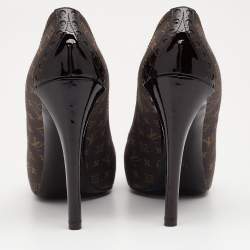 Pre Owned Louis Vuitton Fusian Monogram Idylle Canvas Romance Peep Toe Pumps Size 38.5