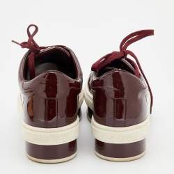 Louis Vuitton Burgundy Patent Leather Lace Up Platform Sneakers Size 38