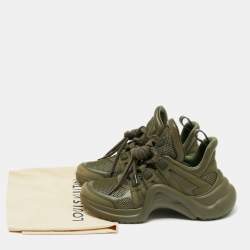 Louis Vuitton Olive Green Mesh and Leather Archlight Sneakers Size 38.5