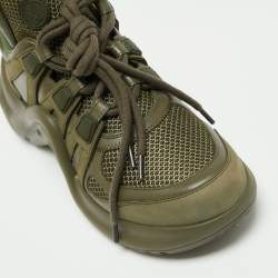 Louis Vuitton Olive Green Mesh and Leather Archlight Sneakers Size 38.5