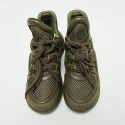 Louis Vuitton Olive Green Mesh and Leather Archlight Sneakers Size 38.5