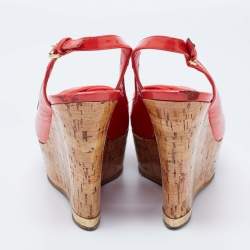 مملوكة مسبقًا صندل لوي فيتون جلد فيرنيه روج غرينادين كعب روكي مقاس 40.5