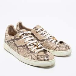 Louis Vuitton Brown/Cream Python Leather Frontrow  Sneakers Size 37.5