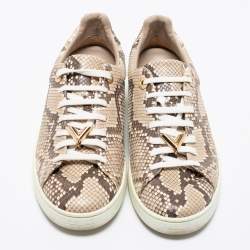 Louis Vuitton Brown/Cream Python Leather Frontrow  Sneakers Size 37.5