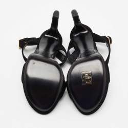 Louis Vuitton Black Suede Platform Ankle Strap Sandals Size 37