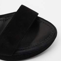 Louis Vuitton Black Suede Platform Ankle Strap Sandals Size 37