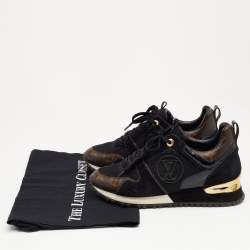 Louis Vuitton Black/Brown Monogram Canvas And Mesh Run Away Low Top Sneakers Size 35