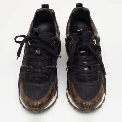 Louis Vuitton Black/Brown Monogram Canvas And Mesh Run Away Low Top Sneakers Size 35