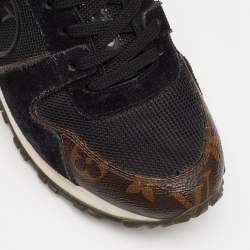 Louis Vuitton Black/Brown Monogram Canvas And Mesh Run Away Low Top Sneakers Size 35