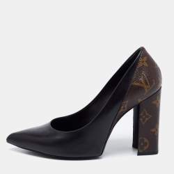Louis Vuitton Monogram Plain Toe Block Heels