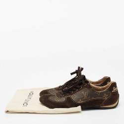 Louis Vuitton Brown Suede And Monogram Canvas Energie Low Top Sneakers Size 37