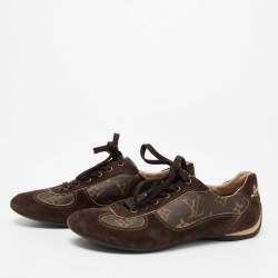 Louis Vuitton Brown Suede And Monogram Canvas Energie Low Top Sneakers Size 37