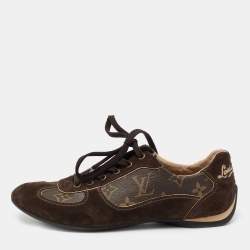 Louis Vuitton Brown Suede And Monogram Canvas Energie Low Top Sneakers Size 37