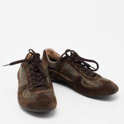 Louis Vuitton Brown Suede And Monogram Canvas Energie Low Top Sneakers Size 37