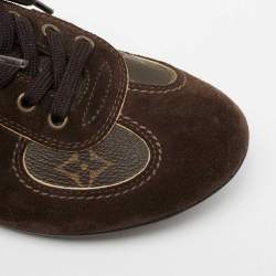 Louis Vuitton Brown Suede And Monogram Canvas Energie Low Top Sneakers Size 37