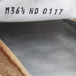 Pre Owned Louis Vuitton Metallic Gold Monogram Leather Gloria Flats Size 36.5