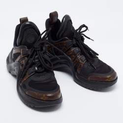 Louis Vuitton Black/Brown Satin, Mesh, Leather and Monogram Canvas Archlight Low-Top Sneakers Size 38