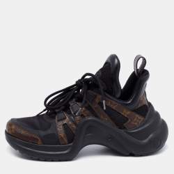 Louis Vuitton Black/Brown Satin, Mesh, Leather and Monogram Canvas Archlight Low-Top Sneakers Size 38