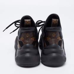 Louis Vuitton Black/Brown Satin, Mesh, Leather and Monogram Canvas Archlight Low-Top Sneakers Size 38