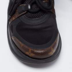 Louis Vuitton Black/Brown Satin, Mesh, Leather and Monogram Canvas Archlight Low-Top Sneakers Size 38