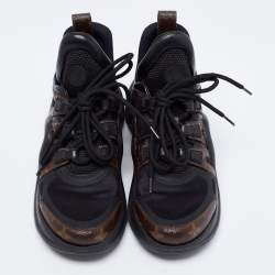 Louis Vuitton Black/Brown Satin, Mesh, Leather and Monogram Canvas Archlight Low-Top Sneakers Size 38