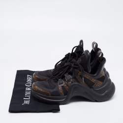 Louis Vuitton Black/Brown Satin, Mesh, Leather and Monogram Canvas Archlight Low-Top Sneakers Size 38