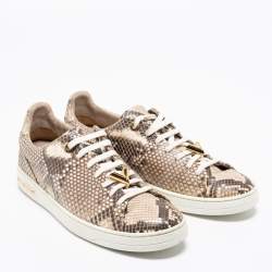 Louis Vuitton Two-Tone Python Leather Frontrow Low-Top Sneakers Size 37.5