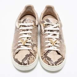 Louis Vuitton Two-Tone Python Leather Frontrow Low-Top Sneakers Size 37.5