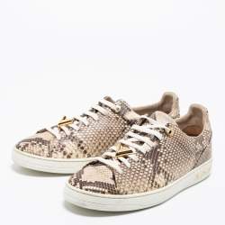Louis Vuitton Two-Tone Python Leather Frontrow Low-Top Sneakers Size 37.5