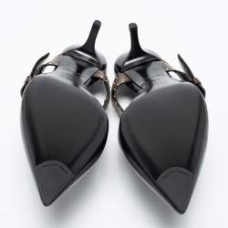 مملوكة مسبقًا Louis Vuitton Black Leather And Monogram Canvas Slide Sandals Size 38