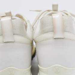 Louis Vuitton White Mesh and Leather Run Away Low-Top Sneakers Size 38.5