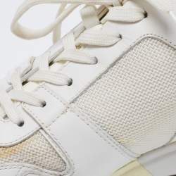 Louis Vuitton White Mesh and Leather Run Away Low-Top Sneakers Size 38.5