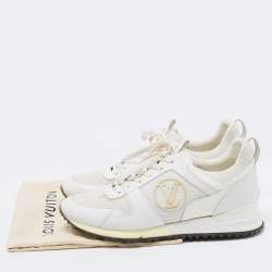 Louis Vuitton White Mesh and Leather Run Away Low-Top Sneakers Size 38.5
