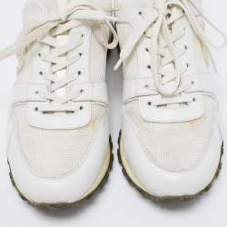 Louis Vuitton White Mesh and Leather Run Away Low-Top Sneakers Size 38.5