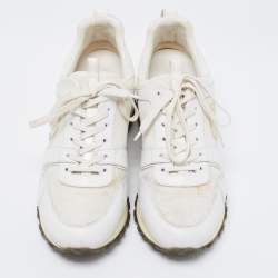 Louis Vuitton White Mesh and Leather Run Away Low-Top Sneakers Size 38.5