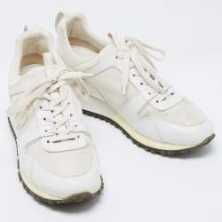 Louis Vuitton White Mesh and Leather Run Away Low-Top Sneakers Size 38.5