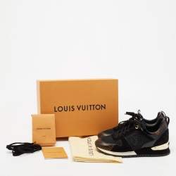Louis Vuitton Black/Brown Leather And Monogram Canvas Run Away Sneakers Size 38 