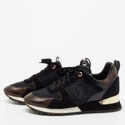 Louis Vuitton Black/Brown Leather And Monogram Canvas Run Away Sneakers Size 38 