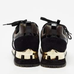 Louis Vuitton Black/Brown Leather And Monogram Canvas Run Away Sneakers Size 38 