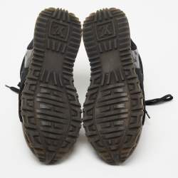 Louis Vuitton Black/Brown Leather And Monogram Canvas Run Away Sneakers Size 38 