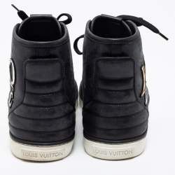 Pre Owned Louis Vuitton Black  Leather Love  Embossed High-Top Sneakers Size 37.5