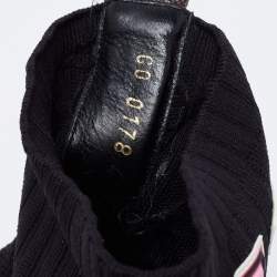 Louis Vuitton Black Knitted Fabric Black Heart High Top Sneakers Size 41