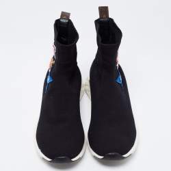 Louis Vuitton Black Knitted Fabric Black Heart High Top Sneakers Size 41
