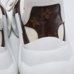 Louis Vuitton White/Brown Neoprene, Mesh and Monogram Canvas Archlight Low-Top Sneakers Size 40