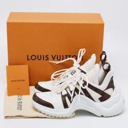 Louis Vuitton White/Brown Neoprene, Mesh and Monogram Canvas Archlight Low-Top Sneakers Size 40