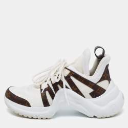 Louis Vuitton White/Brown Neoprene, Mesh and Monogram Canvas Archlight Low-Top Sneakers Size 40