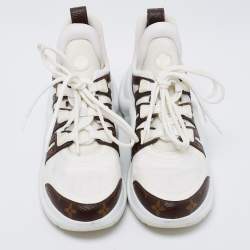 Louis Vuitton White/Brown Neoprene, Mesh and Monogram Canvas Archlight Low-Top Sneakers Size 40
